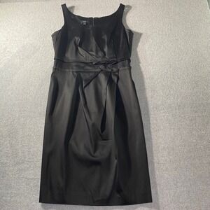 Talbots Black Sheath Dress Women 6P Sleeveless Pleated Cocktail Career Party EUC